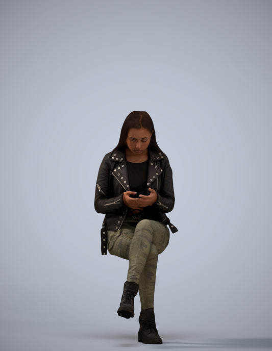 realistic 3D people woman casual sitting, render-ready for V-Ray and Corona, FBX OBJ