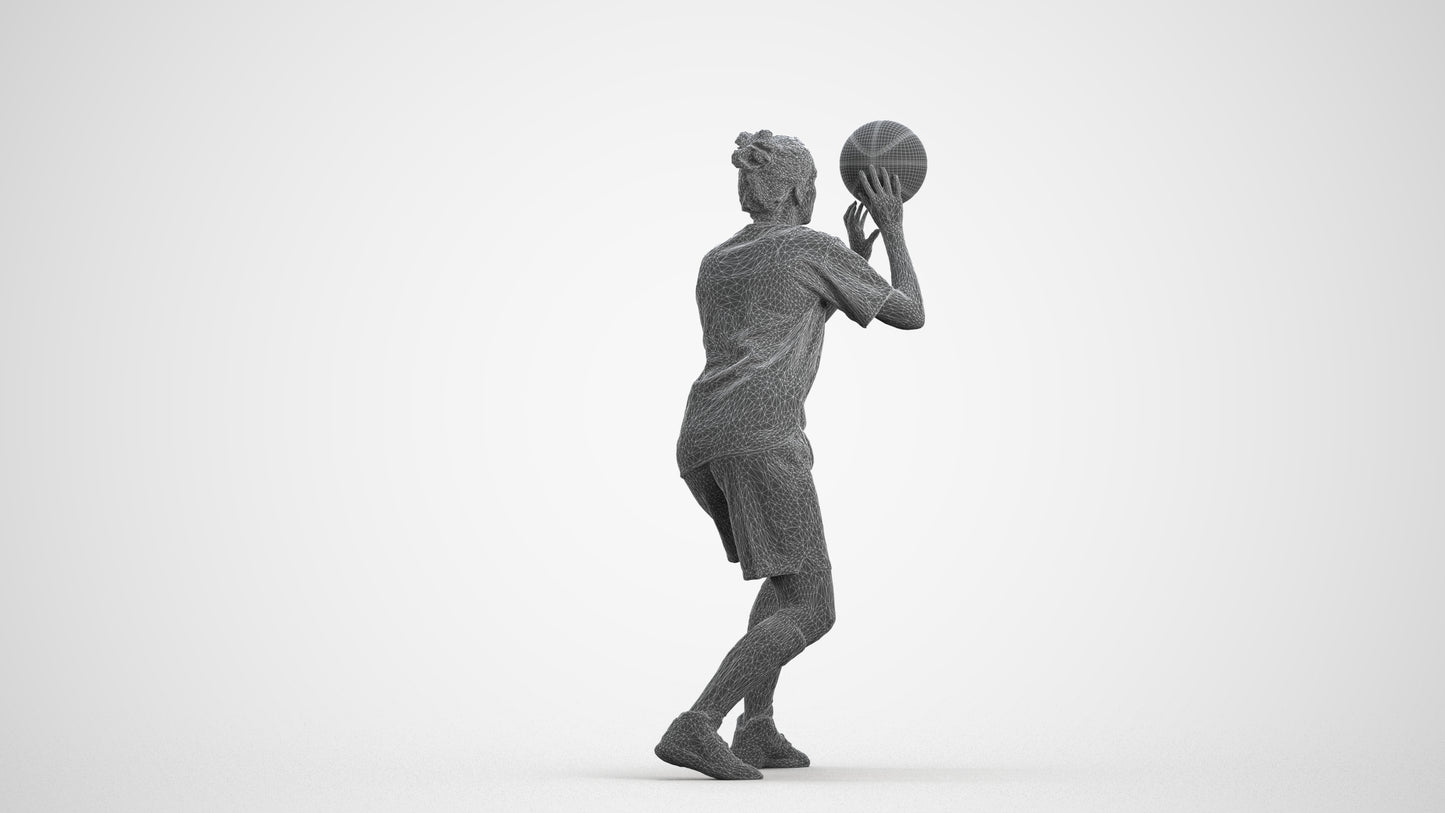 3D human model woman sport, photogrammetry scanned person for archviz, wireframe front view