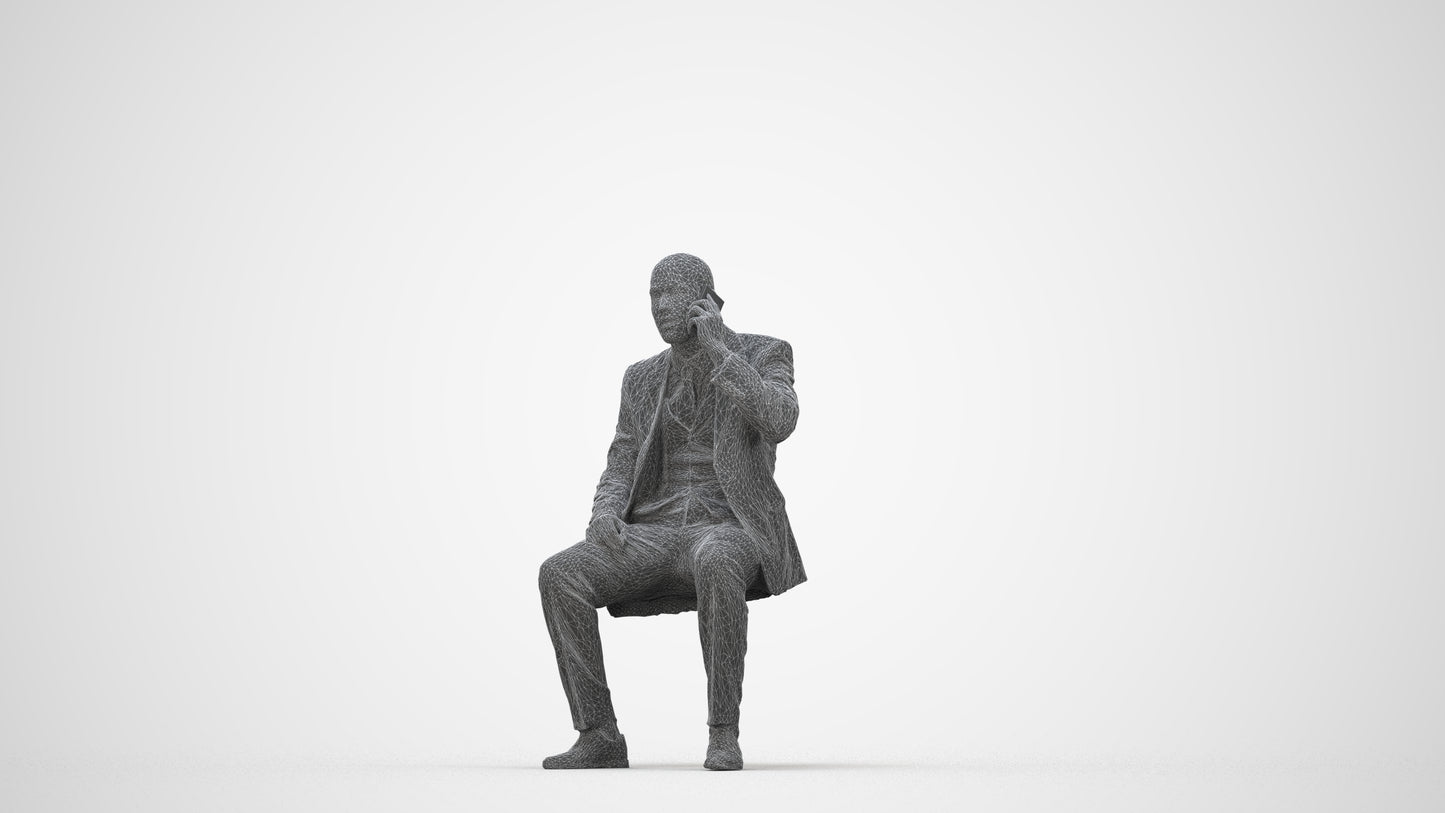 scanned 3D man business, photogrammetry people for Enscape and V-Ray, wireframe back view