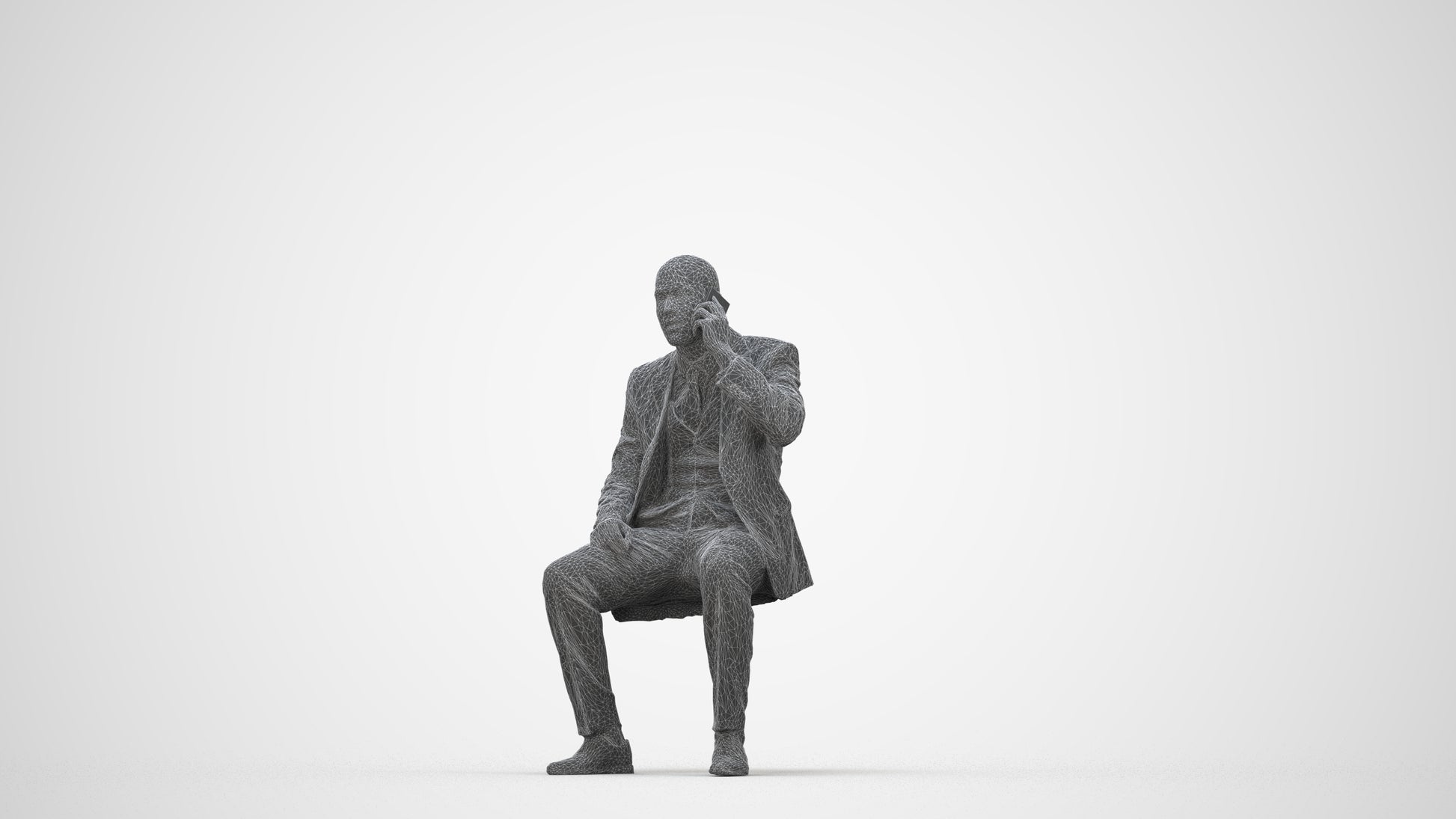 scanned 3D man business, photogrammetry people for Enscape and V-Ray, wireframe back view