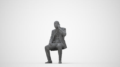 scanned 3D man business, photogrammetry people for Enscape and V-Ray, wireframe back view