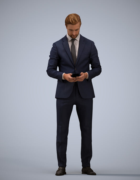 scanned 3D man business, photogrammetry people for Enscape and V-Ray