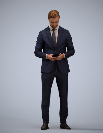scanned 3D man business, photogrammetry people for Enscape and V-Ray