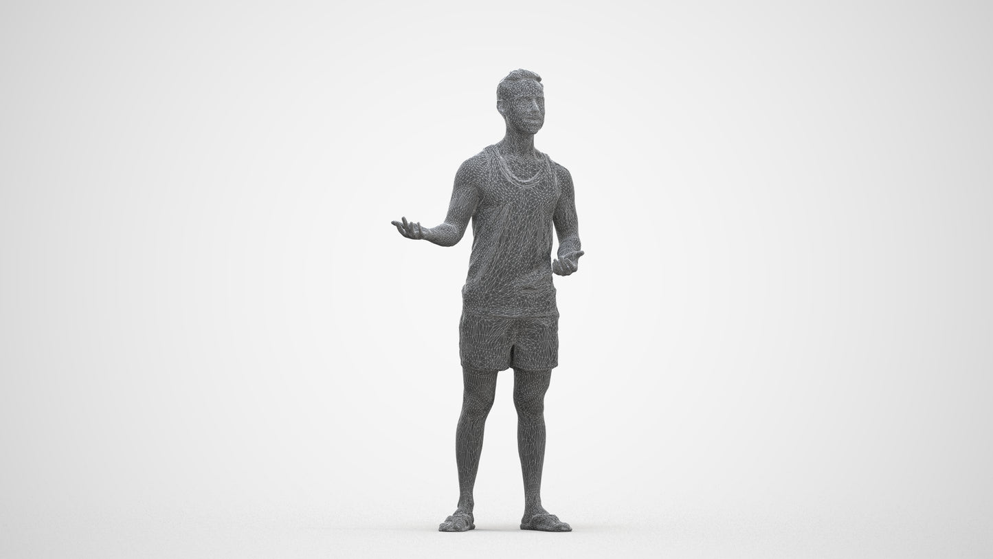 realistic 3D human man casual standing, archviz people FBX OBJ for Blender, three-quarter front view render