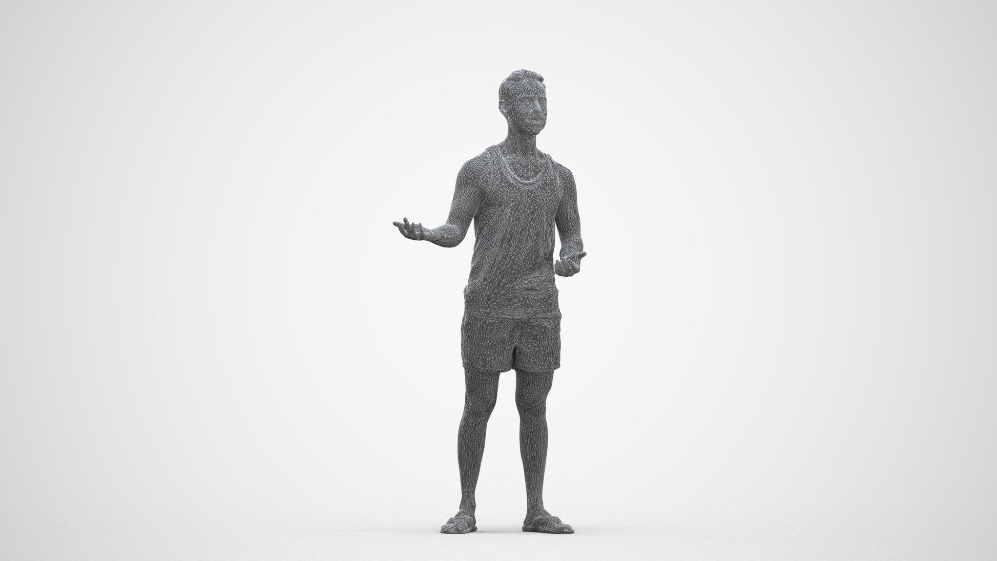 realistic 3D human man casual standing, archviz people FBX OBJ for Blender, three-quarter front view render