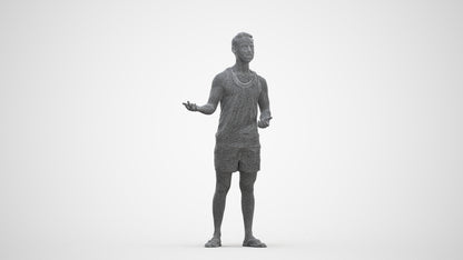 realistic 3D human man casual standing, archviz people FBX OBJ for Blender, three-quarter front view render
