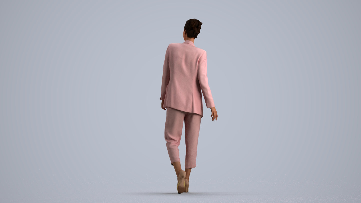 realistic 3D people woman business walking, render-ready for V-Ray and Corona, FBX OBJ, front view render