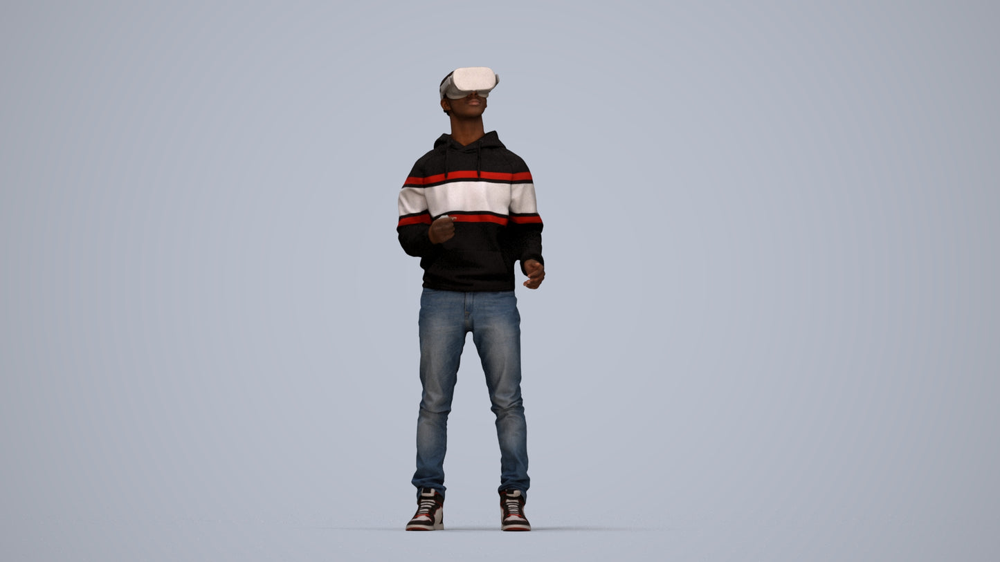 realistic 3D human boy casual kids, archviz people FBX OBJ for Blender, top-down view render