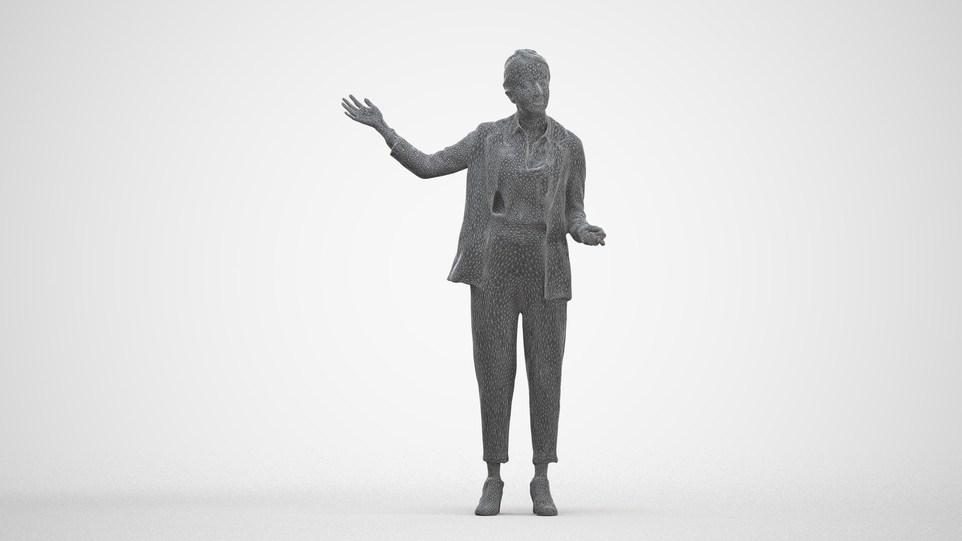 photogrammetry 3D woman business, realistic human model archviz FBX, three-quarter front view render