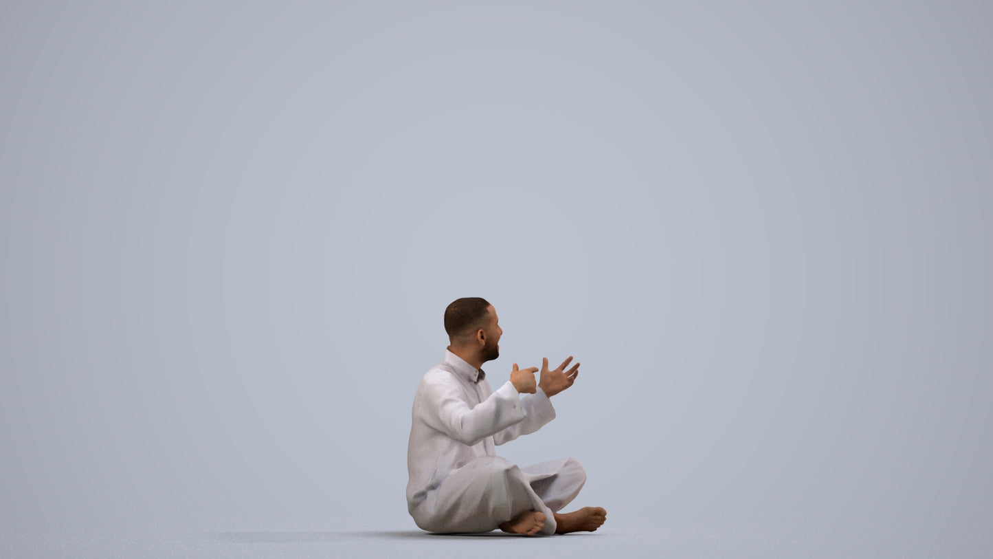 realistic 3D people man sitting, render-ready for V-Ray and Corona, FBX OBJ, side view render