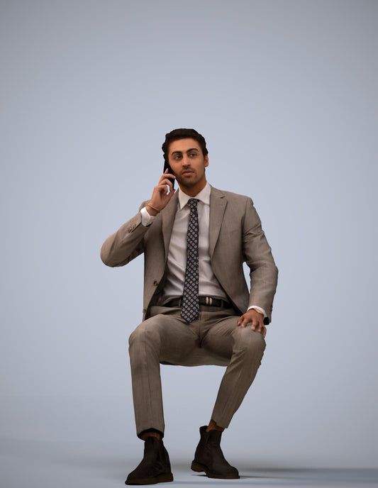 scanned 3D man business, photogrammetry people for Enscape and V-Ray