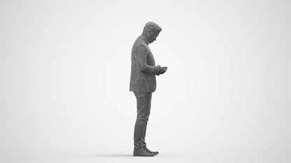 realistic 3D man business, scanned archviz people for Blender and 3ds Max, wireframe side view