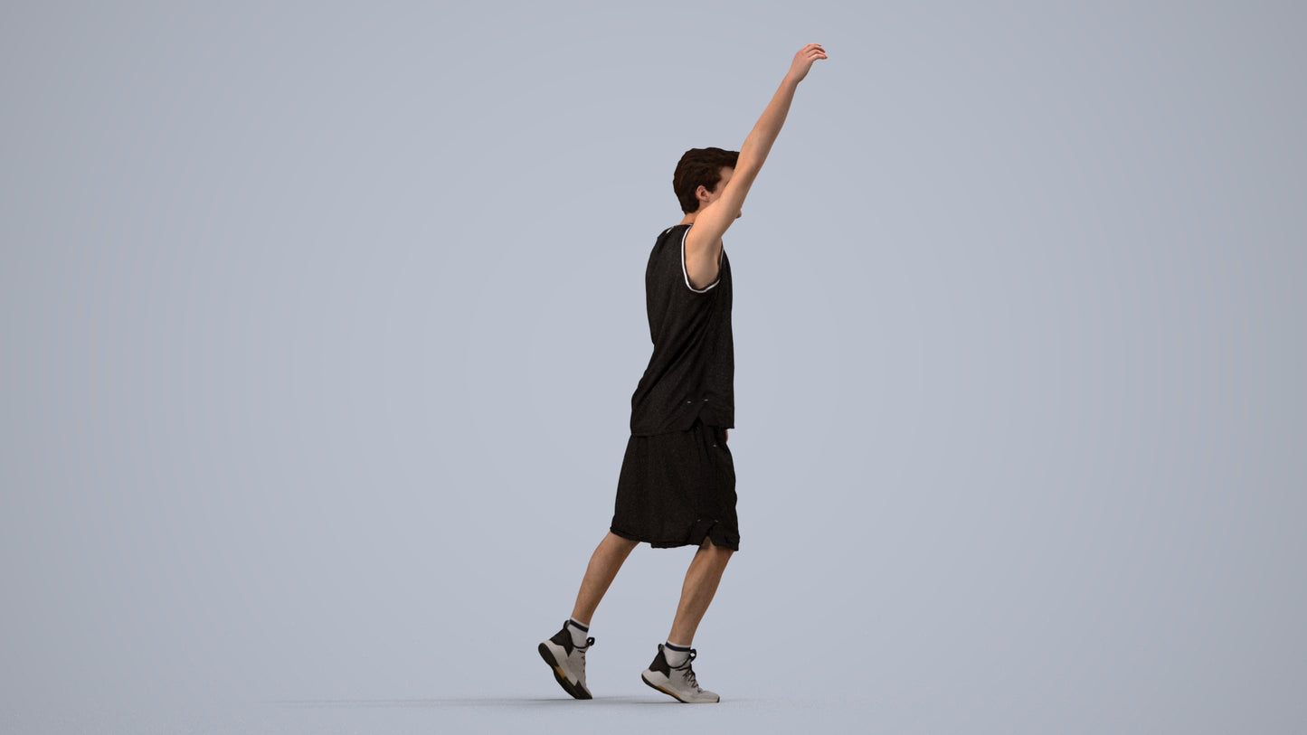 realistic 3D man sport, scanned archviz people for Blender and 3ds Max, side view render