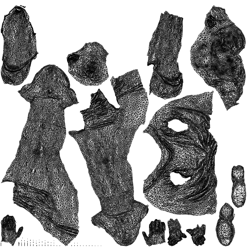 3D people model girl casual kids, scanned human for 3ds Max rendering, wireframe top-down view