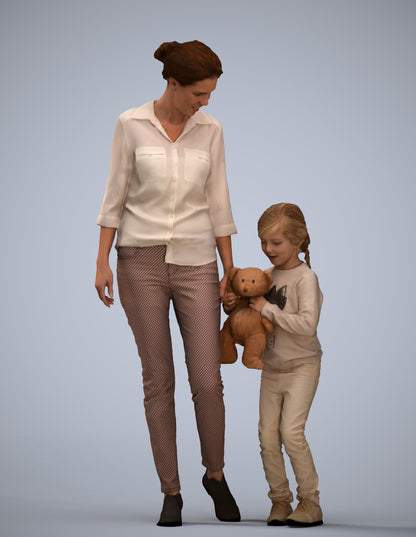 photogrammetry 3D girl casual kids, realistic human model archviz FBX