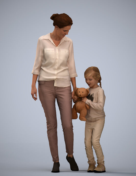 photogrammetry 3D girl casual kids, realistic human model archviz FBX