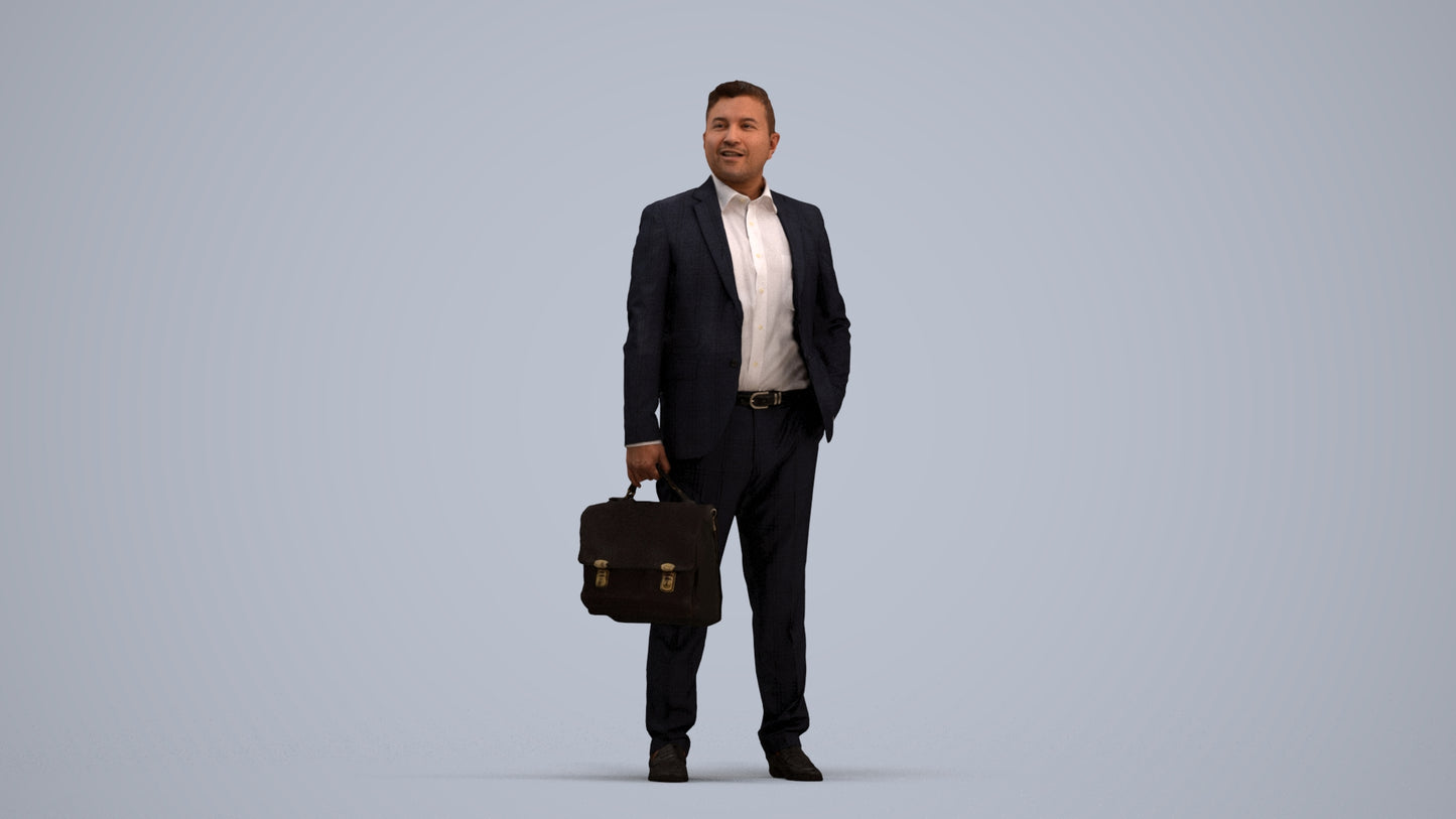 realistic 3D man business, scanned archviz people for Blender and 3ds Max, standing pose render
