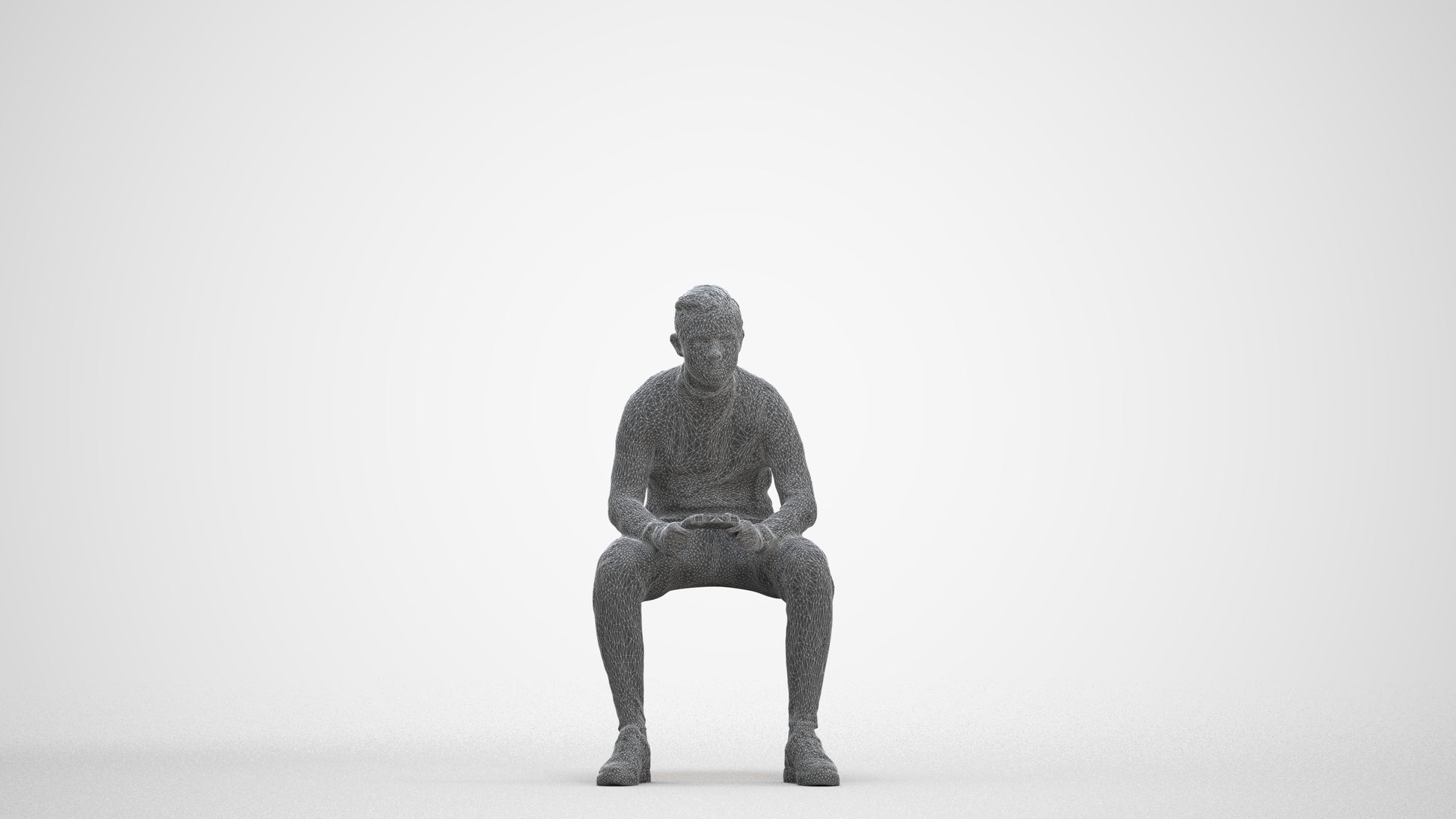 3D human model boy casual kids, photogrammetry scanned person for archviz, three-quarter front view render