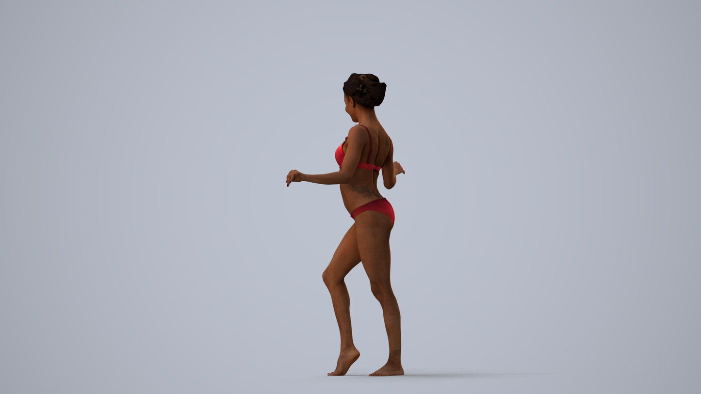 3D people model woman pool, scanned human for 3ds Max rendering, three-quarter view render