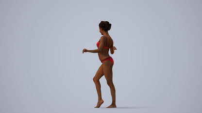 3D people model woman pool, scanned human for 3ds Max rendering, three-quarter view render