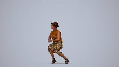 3D scanned woman sitting casual, photorealistic archviz people for Enscape and SketchUp, top-down view render
