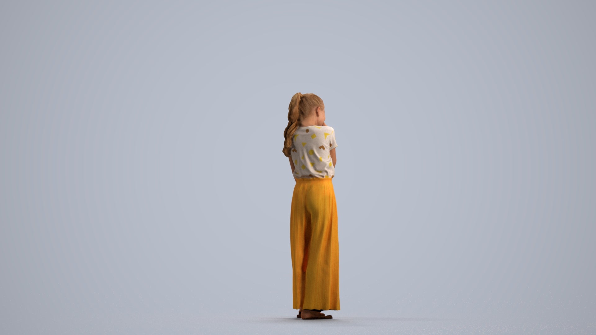 3D people model girl casual kids, scanned human for 3ds Max rendering, front view render