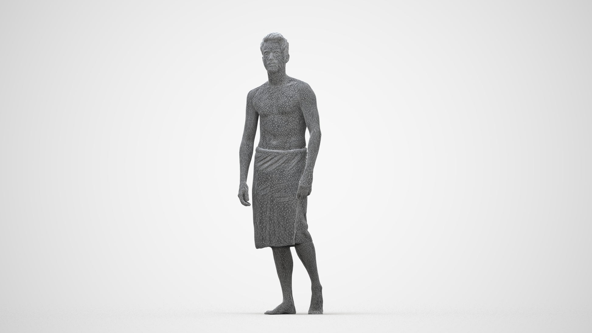 photogrammetry 3D man sport, realistic human model archviz FBX, wireframe back view