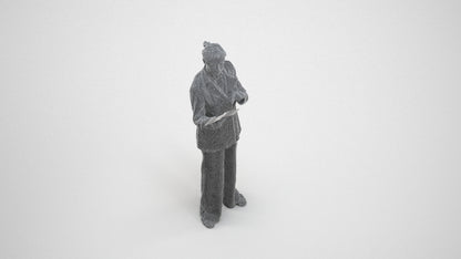 3D scanned senior woman business, photorealistic archviz people for Enscape and SketchUp, wireframe three-quarter view