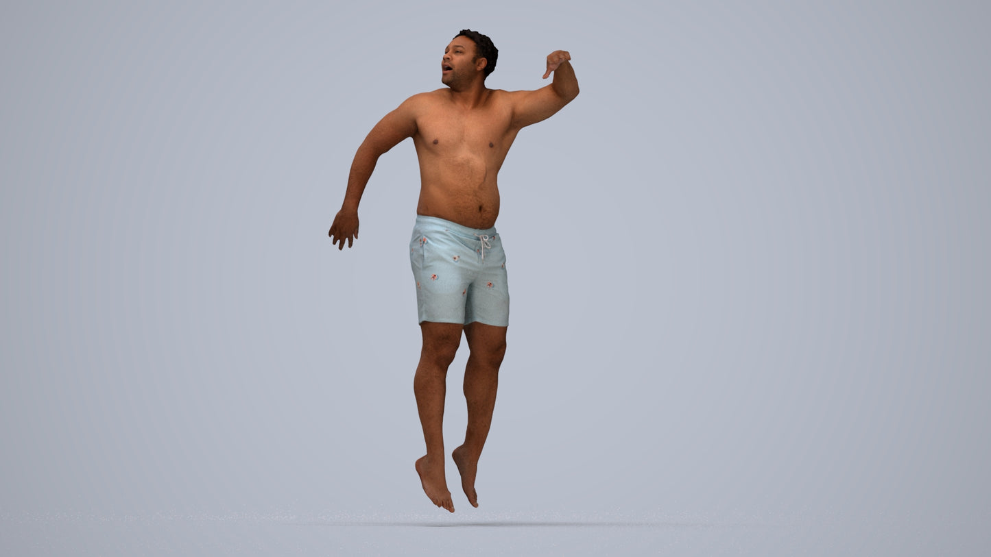 realistic 3D people man sport pool, render-ready for V-Ray and Corona, FBX OBJ, top-down view render