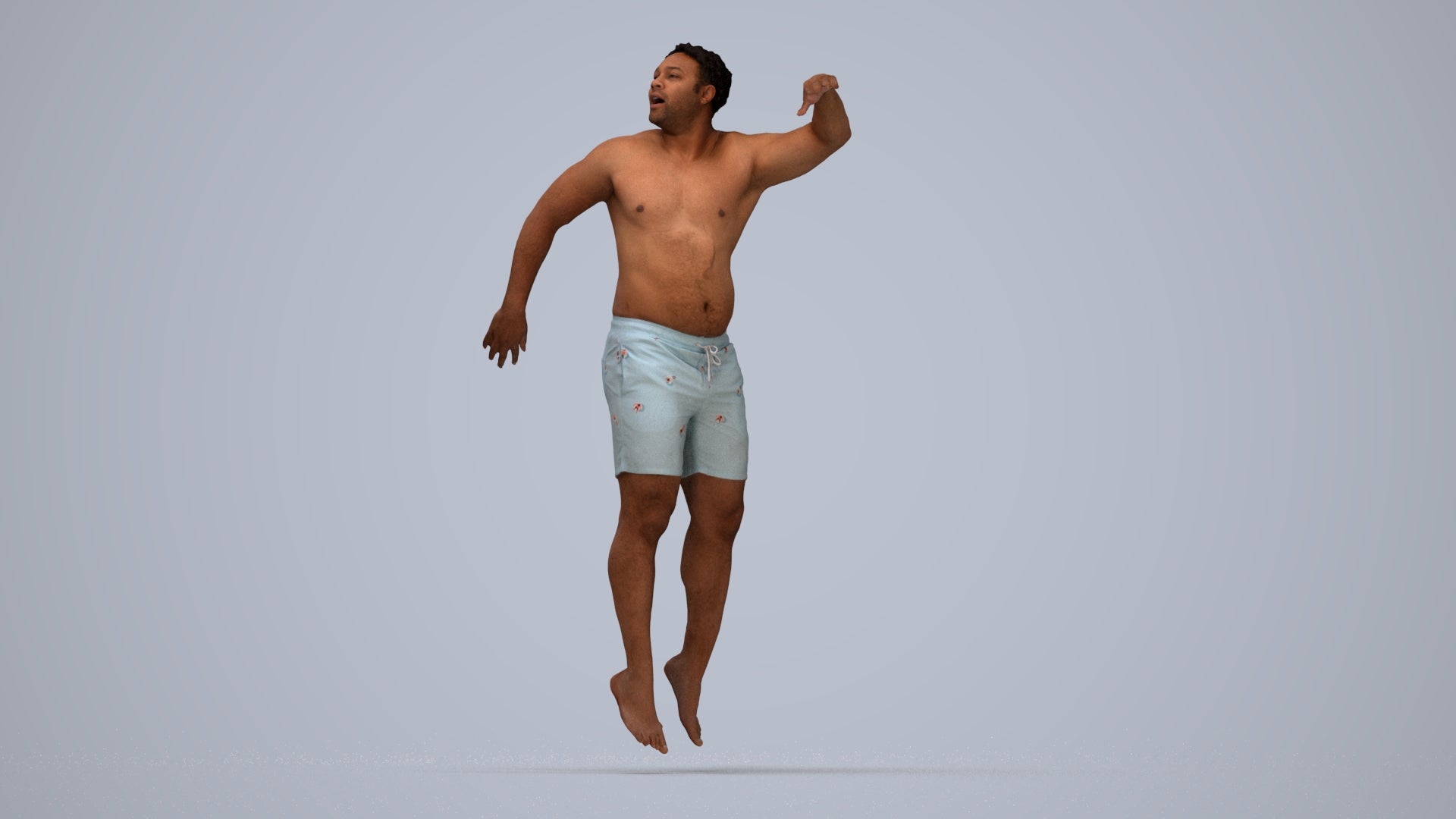 realistic 3D people man sport pool, render-ready for V-Ray and Corona, FBX OBJ, top-down view render