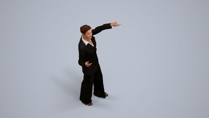 scanned 3D senior woman business, photogrammetry people for Enscape and V-Ray, back view render