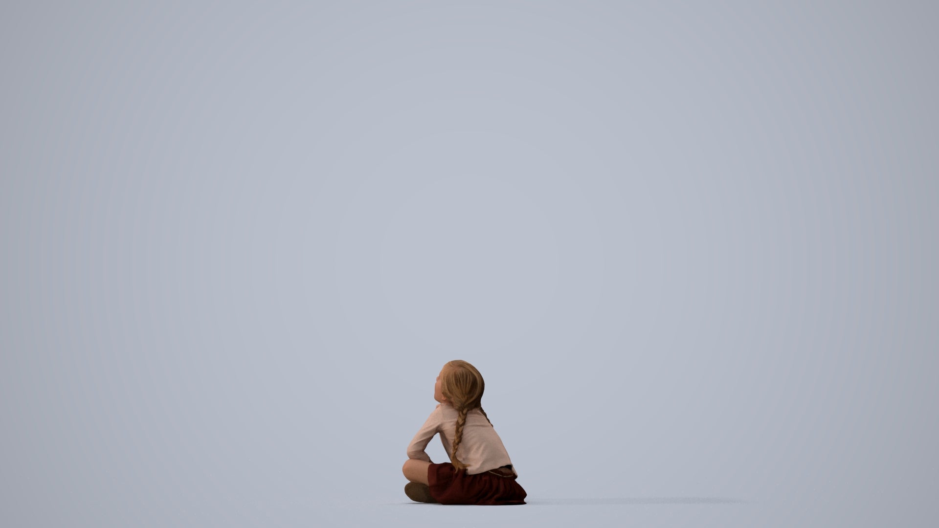 3D people model girl casual kids, scanned human for 3ds Max rendering, three-quarter view render