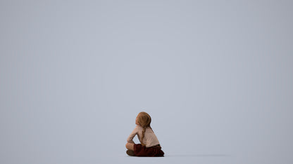 3D people model girl casual kids, scanned human for 3ds Max rendering, three-quarter view render