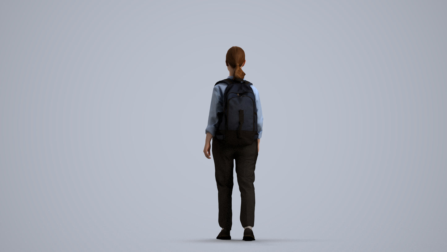 scanned 3D girl kids, photogrammetry people for Enscape and V-Ray, front view render