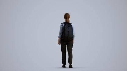 scanned 3D girl kids, photogrammetry people for Enscape and V-Ray, front view render