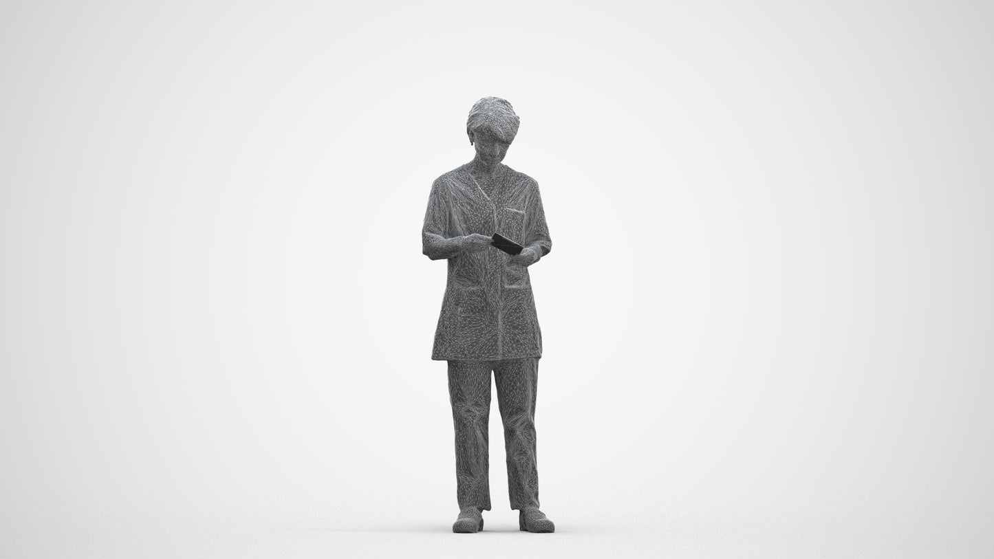 3D people model senior woman medical, scanned human for 3ds Max rendering, three-quarter front view render