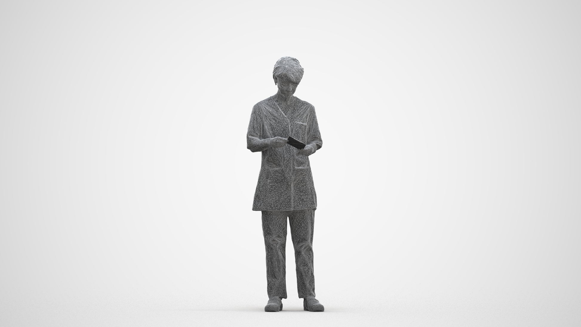 3D people model senior woman medical, scanned human for 3ds Max rendering, three-quarter front view render