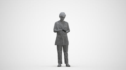 3D people model senior woman medical, scanned human for 3ds Max rendering, three-quarter front view render