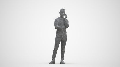 3D human model man casual standing, photogrammetry scanned person for archviz, three-quarter front view render