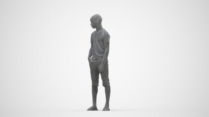 photogrammetry 3D boy casual kids, realistic human model archviz FBX, wireframe back view