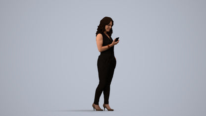 scanned 3D woman casual walking, photogrammetry people for Enscape and V-Ray, side view render