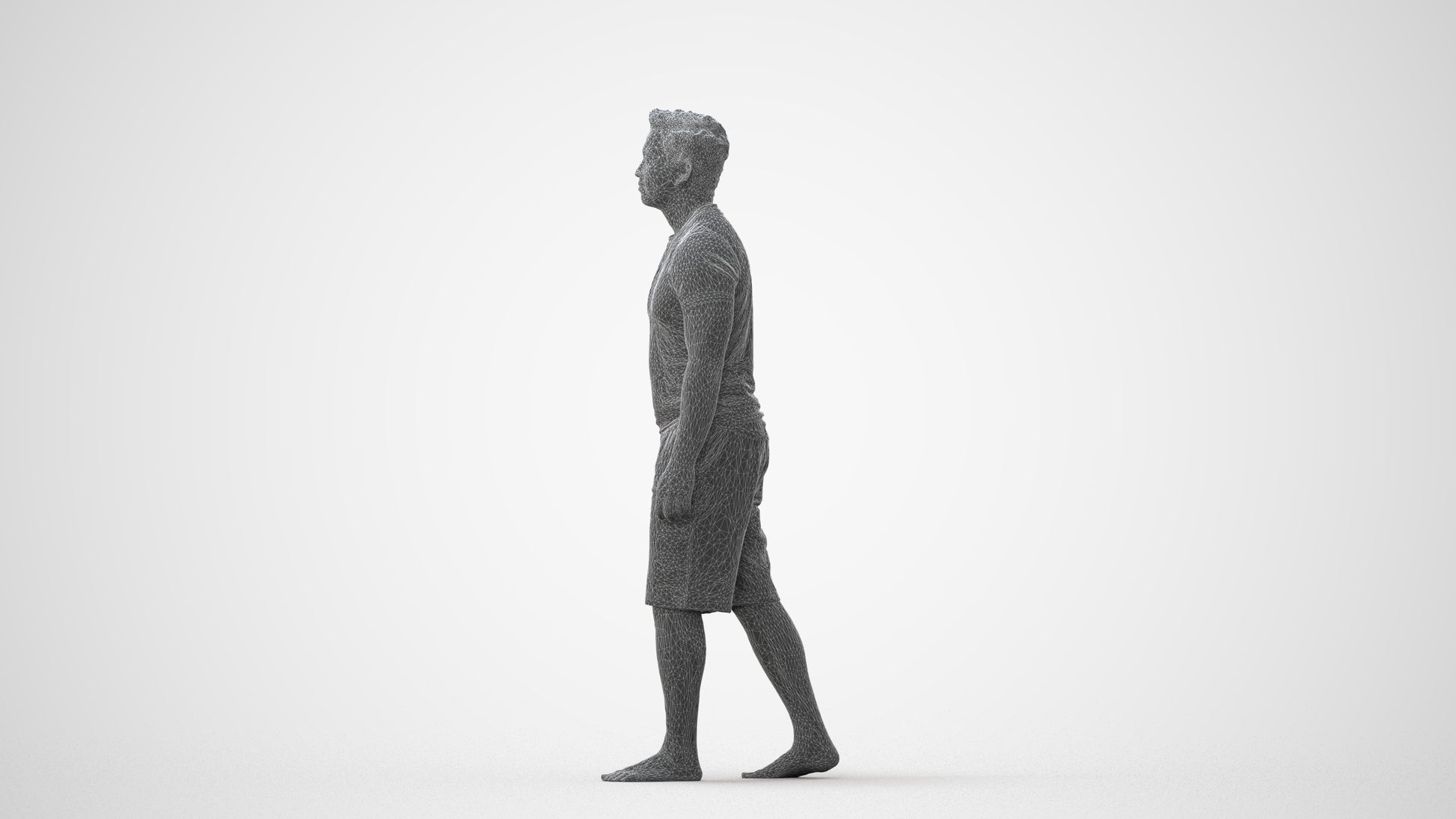 3D human model man sport walking, photogrammetry scanned person for archviz, square thumbnail