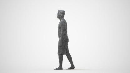 3D human model man sport walking, photogrammetry scanned person for archviz, square thumbnail