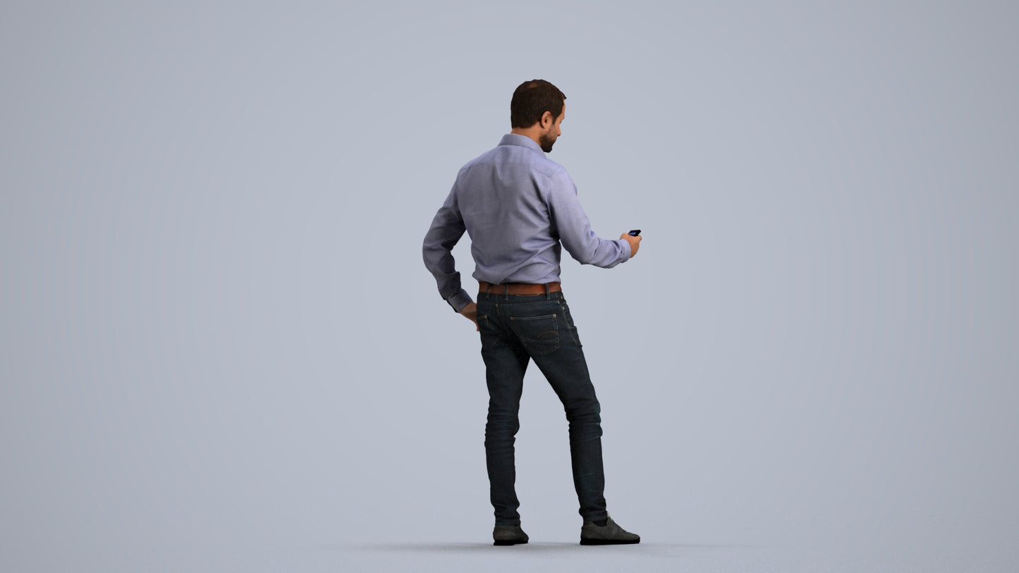 3D scanned man standing business, photorealistic archviz people for Enscape and SketchUp, front view render