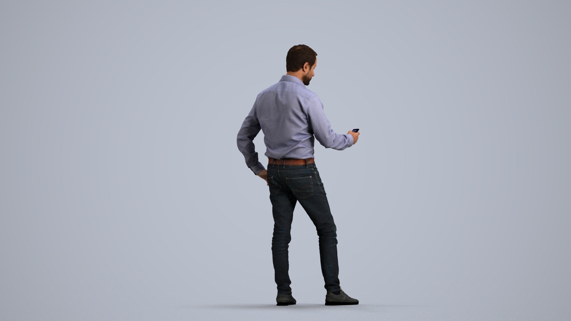 3D scanned man standing business, photorealistic archviz people for Enscape and SketchUp, front view render