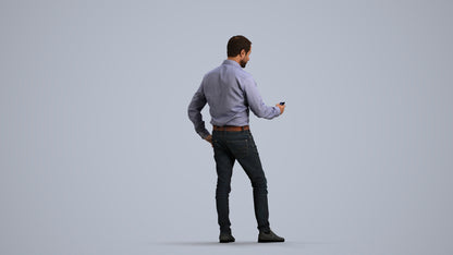 3D scanned man standing business, photorealistic archviz people for Enscape and SketchUp, front view render