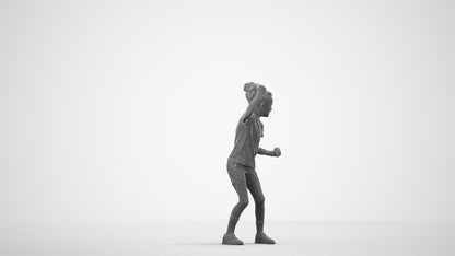 realistic 3D girl casual kids, scanned archviz people for Blender and 3ds Max, wireframe side view