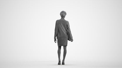 realistic 3D people woman casual walking, render-ready for V-Ray and Corona, FBX OBJ, wireframe front view