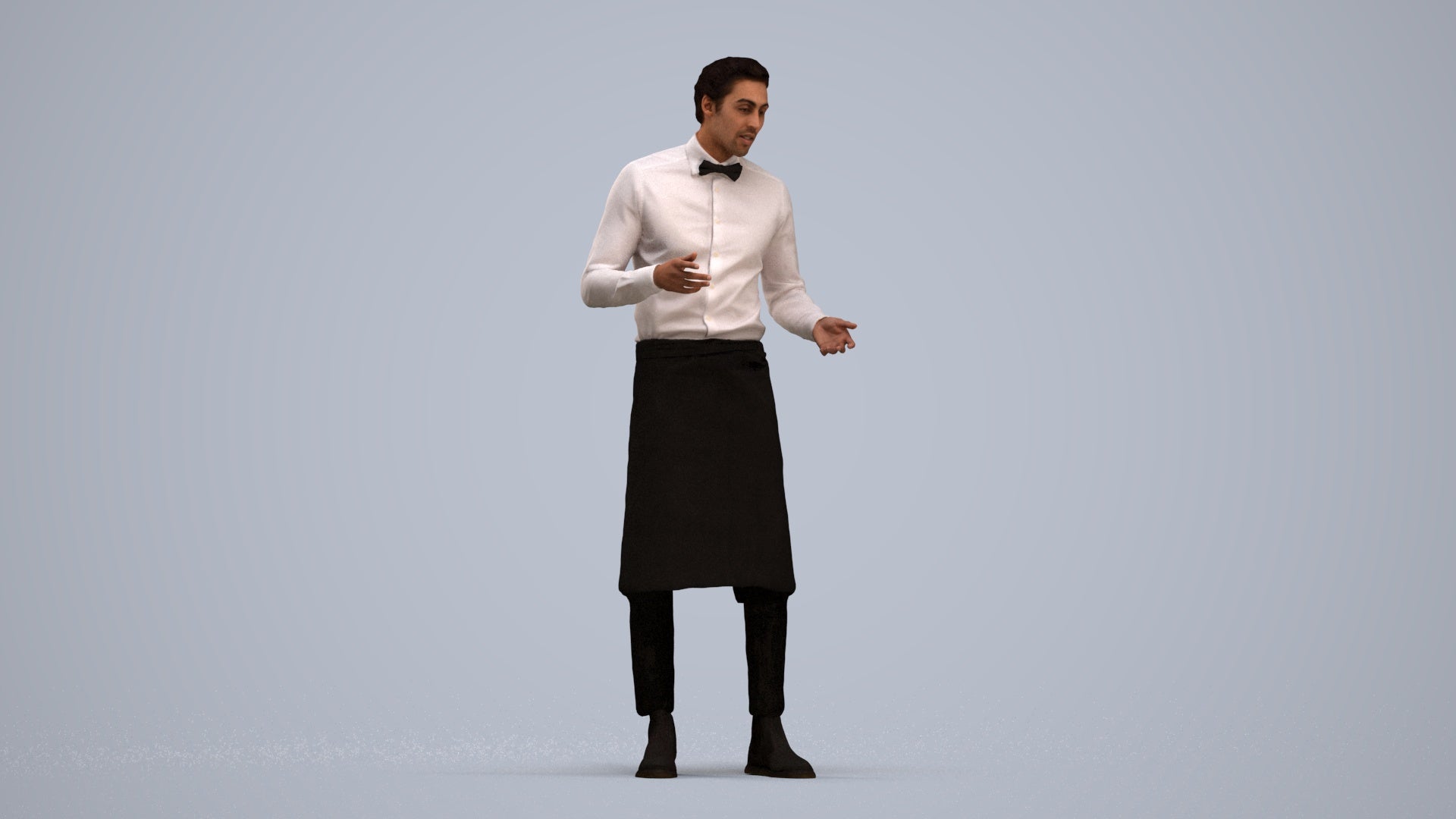 photogrammetry 3D man hospitality, realistic human model archviz FBX, standing pose render