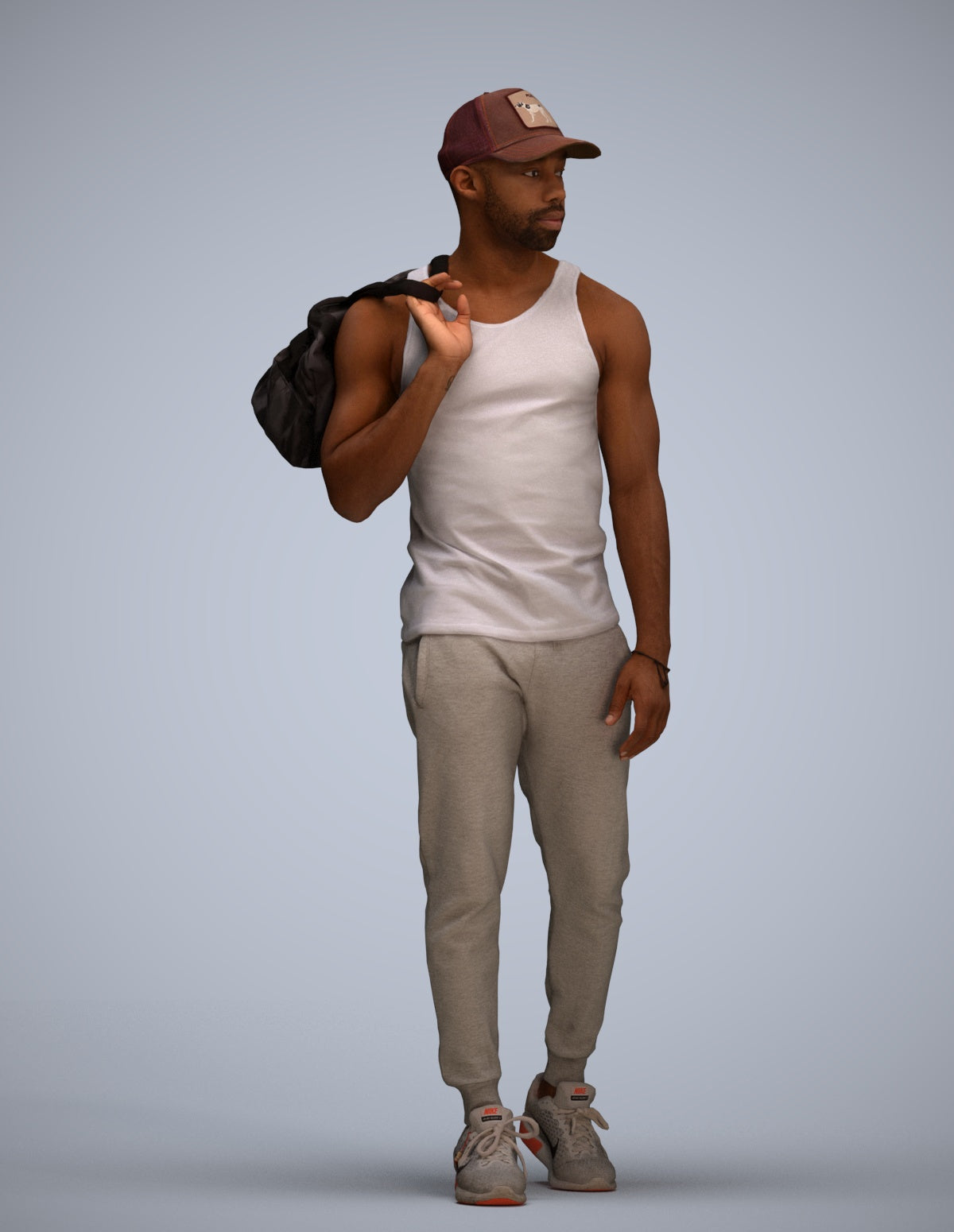 photogrammetry 3D man casual walking, realistic human model archviz FBX
